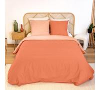 CÔTE DECO Parure de Lit 220x240cm Bicolores Orange Uni - Coton - 3 pièces