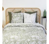 CÔTE DECO Parure de lit 220x240cm Géométrique et Fleuris Vert - 3 pièces