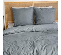 CÔTE DECO Parure de Lit Adulte 220x240 cm + 2 Taies Microfibre Gris Ardoise