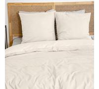 CÔTE DECO Parure de Lit Adulte Polyester Microfibre - Housse de Couette 220x240 cm + 2 Taies d'oreiller 63x63 cm Uni Sensation Flanelle Beige