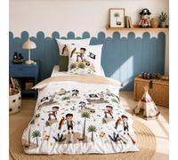CÔTE DECO Parure de Lit Bi-Histoire 140x200cm Enfant Motif Indien et Pirate