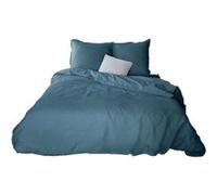Côté déco - Parure de lit - Coton et Lin - 220 x 240 cm - Marine Bleu foncé G