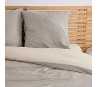 CÔTE DECO Parure de Lit Effet Gaze de Coton 220x240 cm Adulte - Housse de Couette + 2 Taies d'oreiller 63x63 cm Bi-Matière en Microfibre Gaufrée et Lavée (Gris, 220x240cm)