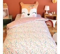 CÔTE DECO Parure de Lit Enfant 140x200cm Motif Biche Rose, Bleu - 2 Pièces | 1 Housse de Couette 140x200cm + 1 Taie d'Oreiller 63x63 cm - Rose - Microfibre