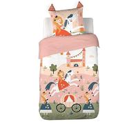 CÔTE DECO Parure de lit Enfant Princesse - Housse de Couette 140x200 cm + 1 Taie d’Oreiller 63x63 cm Finition matelassée - Microfibre