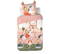 CÔTE DECO Parure de Lit Enfant Princesse Rose 140x200cm - 2 Pièces