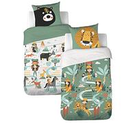 CÔTE Deco Parure de Lit Enfant Réversible Lion et Ours 140x200cm - 2 Pièces