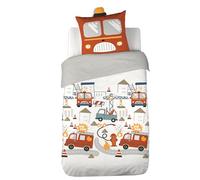 CÔTE DECO Parure de Lit Pompier Rouge Enfant 140x200cm - 2 Pièces
