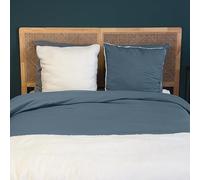CÔTE DECO Parure de lit Unie Adulte - Housse de Couette 220x240 cm + 2 Taies d'oreiller 63x63 cm uni - Sets de Housse de Couette en Sherpa Micro lavée (Bleu, 220x240 cm)