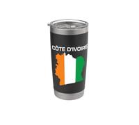 Côte d'Ivoire Côte d'Ivoire Drapeau Carte Afrique de l'Ouest Fierté Afrique Gobelet isotherme en acier inoxydable double paroi