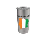 Côte d'Ivoire Côte d'Ivoire Drapeau Carte Afrique de l'Ouest Fierté Afrique Gobelet isotherme en acier inoxydable double paroi