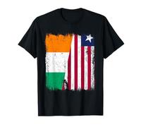 Côte D'Ivoire Liberia Demi-Drapeau Ivoirien Libérien Jersey T-Shirt