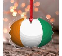 Côte d'Ivoire Ornement à suspendre à une fenêtre en acrylique teinté Drapeau patriotique rond Ornement souvenir du monde pays Drapeau international Boule de Noël en acrylique Cadeau pour grand-mère