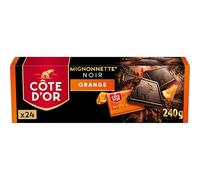 CÔTE D'OR - 1 Boîte de 24 Mignonnettes au Chocolat Noir et Orange - Mignonnettes de Chocolat Emballés Individuellement - Idéal Pause Café ou Goûter - 240g