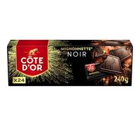 CÔTE D'OR - 1 Boîte de 24 Mignonnettes au Chocolat Noir - Mignonnettes de Chocolat Emballés Individuellement - Idéal Pause Café ou Goûter - 240g
