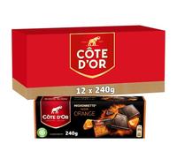 CÔTE D'OR - 12 Paquets de 24 Mignonnettes au Chocolat Noir et Orange - Mignonnettes de Chocolat Emballés Individuellement - Idéal Pause Café ou Goûter - Lot de 12x240g