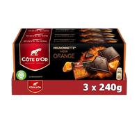 CÔTE D'OR - 3 Paquets de 24 Mignonnettes au Chocolat Noir et Orange - Mignonnettes de Chocolat Emballés Individuellement - Idéal Pause Café ou Goûter - Lot de 3x240g