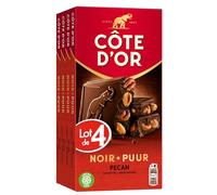 CÔTE D'OR - 4 Tablettes Côte d'Or Bloc Chocolat Noir, Noix de Pécan et Noisettes 180g - Chocolat Noir, Noix de Pécan, Noisettes - Lot de Tablettes de Chocolat - Lot de 4x180g