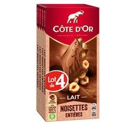 Cote D'Or - 4 Tablettes de chocolat au lait aux noisettes entières - (4x180g)