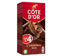 CÔTE D'OR - 4 Tablettes de Chocolat Noir Côte d'Or L'Original 200g - Chocolat Noir - Lot de Tablettes de Chocolat Noir - Idéal à Pâtisser - Lot de 4x200g