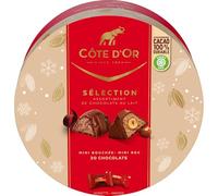 COTE D'OR - Boîte Sélection Chocolat de Noël - 20 Mini Roc et Mini Bouchée au Chocolat au Lait - 1 Boîte de 187g