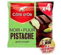 Côte Dor Chocolat | Barre De Chocolat Noir À La Pistache (Pack De 4) | Chocolat Côte D'Or | Belgian Chocolate | 188 Gramme Total