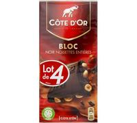 Côte d'Or Cote d'or 4x180g bloc noir noisette - Le paquet de 180g