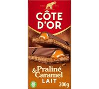 COTE D'OR - Fourré Épais Lait Praliné, Cœur Coulant Caramel, 200g - Lot De 4