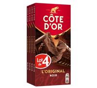Côte d'Or L'Original - Chocolat Noir Intense et Fondant - 4x200g | 4 Tablettes de 200g | Chocolat noir authentique au goût unique et intense idéal à pâtisser ou pour une pause café