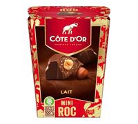 CÔTE D'OR - Mini Roc Lait - Chocolat au Lait Fourré - Croustillant et Noisette Entière - Chocolats de Noël - Boîte à Partager ou à Offrir - Boîte d'Environ 29 Mini Rocs - 1 Boîte de 279 g