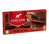 Côte d'Or - Praline Noir 200 g - Barres de chocolat aux noix - Snack parfait - Tablette de chocolat emballée individuellement - Importé de Belgique