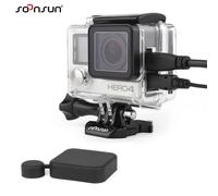Côté GoPro Boîtier De Protection Ouverte Fil Connectable Cas w/Squelette BacPac Backdoor + Lens Cap pour GoPro Hero 4 3 + 3