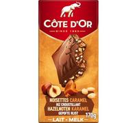 COTE OR - Chocolat Lait Fondant aux Noisettes et Caramel, Croquant Riz Soufflé (170g) - Lot de 3 - vendu par Lot
