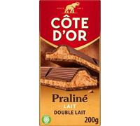 COTE OR - Chocolat Lait Praliné Double Lait Gourmand, Texture Fondante et Riche (200g) - Le lot de 4