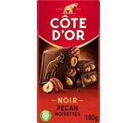COTE OR - Tablette Gourmande Noisettes & Noix de Pécan, Chocolat Noir Intense (180g) - Le lot de 3