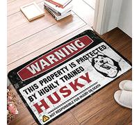 COTECI Tapis de porte d'intérieur pour porte d'entrée Avertissement Cette propriété est protégée par un tapis Husky hautement qualifié Chaussures ici Tapis d'extérieur pour entrée de maison (taille :