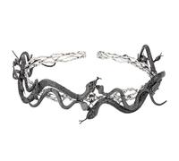 CoTeeZa Coiffe Medusa pour Wemen - Coiffe rétro argentée et noire pour déesse grecque, cercle de la reine elfique gothique, couronne de Méduse pour Renfaire Halloween Cosplay 19,8 cm