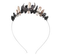 CoTeeZa Couronne de sorcière en cristal pour femme - Coiffe de fée et lune marron et noir pour reine gothique, cercle d'elfe pour mariage, bal, concours de beauté, mariée, Renaissance Halloween