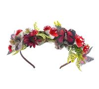 CoTeeZa Renfaire Couronne de champignon rouge - Serre-tête d'elfe de la Renaissance faite à la main - Diadème de papillon fantaisie pour femme - Accessoire de cheveux pour mariage, Halloween, Noël