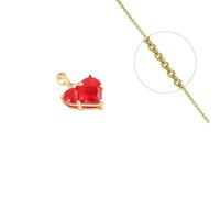 COTEMODE ACCESSOIRES DE MODE Collier chaîne et pendentif cœur oxyde rouge