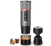COTGCO Machine à Cafe Portable pour Voyage: Machine Expresso Portable pour Voiture et Camping - Chauffage Rapide - Café à Tout Moment - Compatibilité NS Capsules - Gris