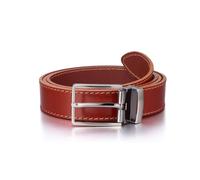 COTIDI Ceinture en cuir de vachette 3 cm de large avec couture Fabriqué en Italie ajustable (Cognac 25, 115 cm / 46)