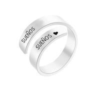 cotigo Bague réglable en acier inoxydable avec message gravé - Cadeau pour femme - Idéal pour un anniversaire, Noël et la fête des mères, Acier allié, Non