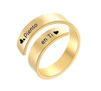 cotigo Bague réglable en acier inoxydable avec message gravé - Cadeau pour femme - Idéal pour un anniversaire, Noël et la fête des mères, Acier allié, Non