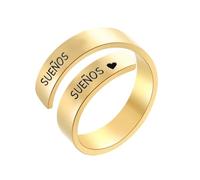 cotigo Bague réglable en acier inoxydable avec message gravé - Cadeau pour femme - Idéal pour un anniversaire, Noël et la fête des mères, Acier allié, Non
