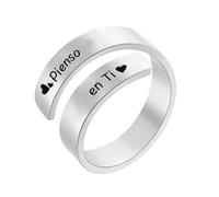 cotigo Bague réglable en acier inoxydable avec message gravé - Cadeau pour femme - Idéal pour un anniversaire, Noël et la fête des mères, Acier allié, Non