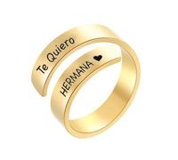 cotigo Bague réglable en acier inoxydable avec message gravé - Cadeau pour femme - Idéal pour un anniversaire, Noël et la fête des mères, Acier allié, Non