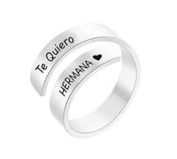 cotigo Bague réglable en acier inoxydable avec message gravé - Cadeau pour femme - Idéal pour un anniversaire, Noël et la fête des mères, Acier allié, Non