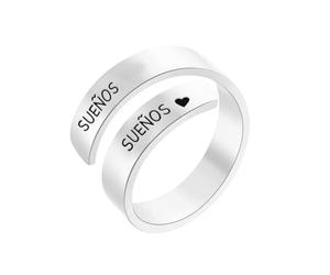 cotigo Bague réglable en acier inoxydable avec message gravé - Cadeau pour femme - Idéal pour un anniversaire, Noël et la fête des mères, Acier allié, Non