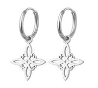 cotigo - Boucles d'oreilles noeud de sorcière et tétragramme | Acier inoxydable | Amulette de protection contre les mauvaises énergies | Comprend un bracelet rouge 7 nœuds en cadeau, VARIOS, Acier